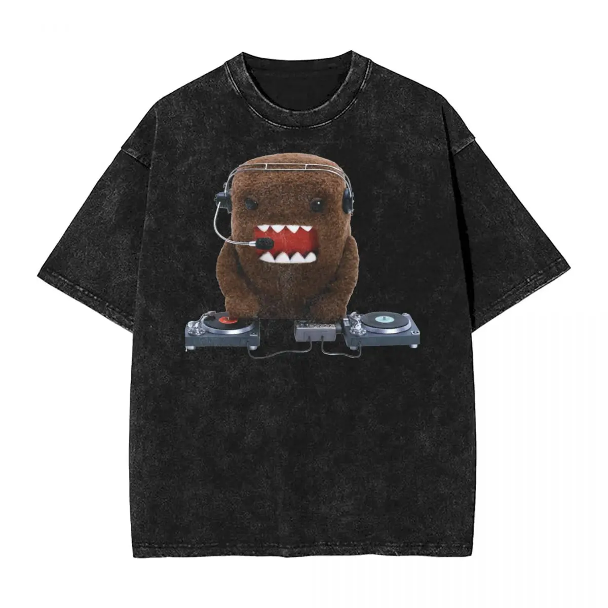 DJ Домо Кун кукла Мытые футболки уличная одежда хип-хоп винтажные футболка для