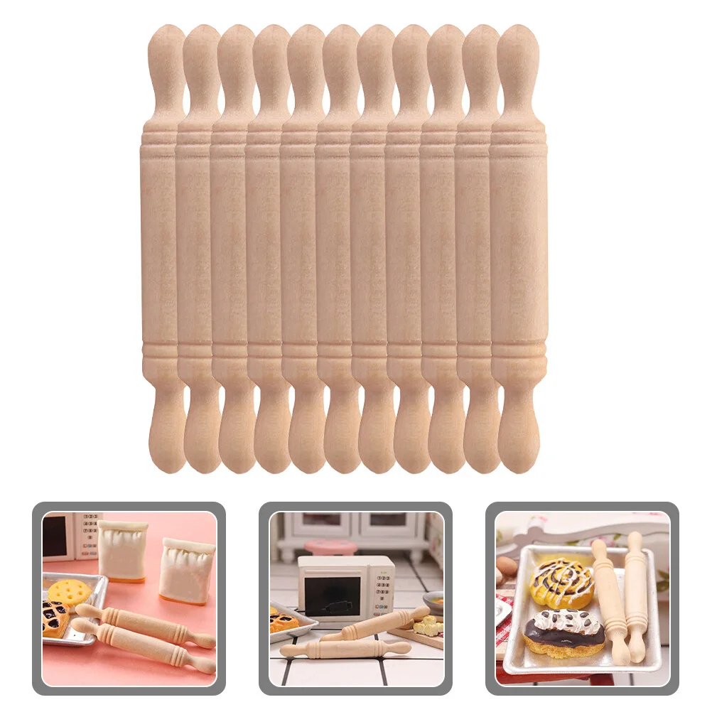 

11 Pcs France Pasta Roller Mini Things Wooden Serving Tray Kitchenware Rolling Pin Kids Simulation Stick Trim