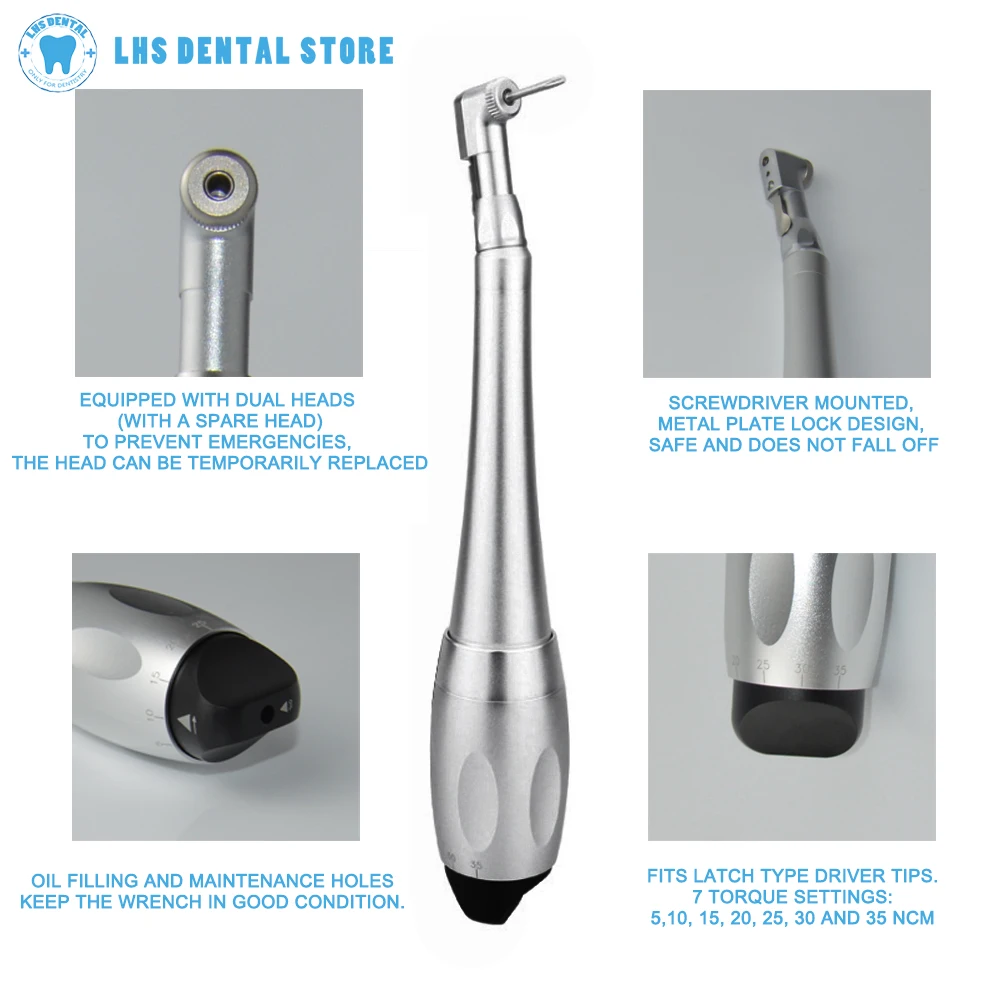 

Dental Implant Torque Wrench Handpiece Ratchet Latch Head 16pcs Drivers 7-Speed Adjustable Torque 5N-35N Dentist Dentistry Tools