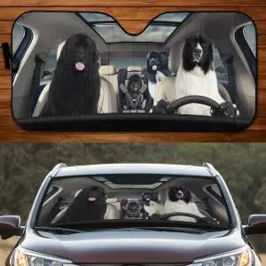 

Funny Newfoundland Family Driving Dog Lover Dog Lover Car Sunshade, Car Window Sun Cover for Newfoundland Mom, Car Windshield Vi