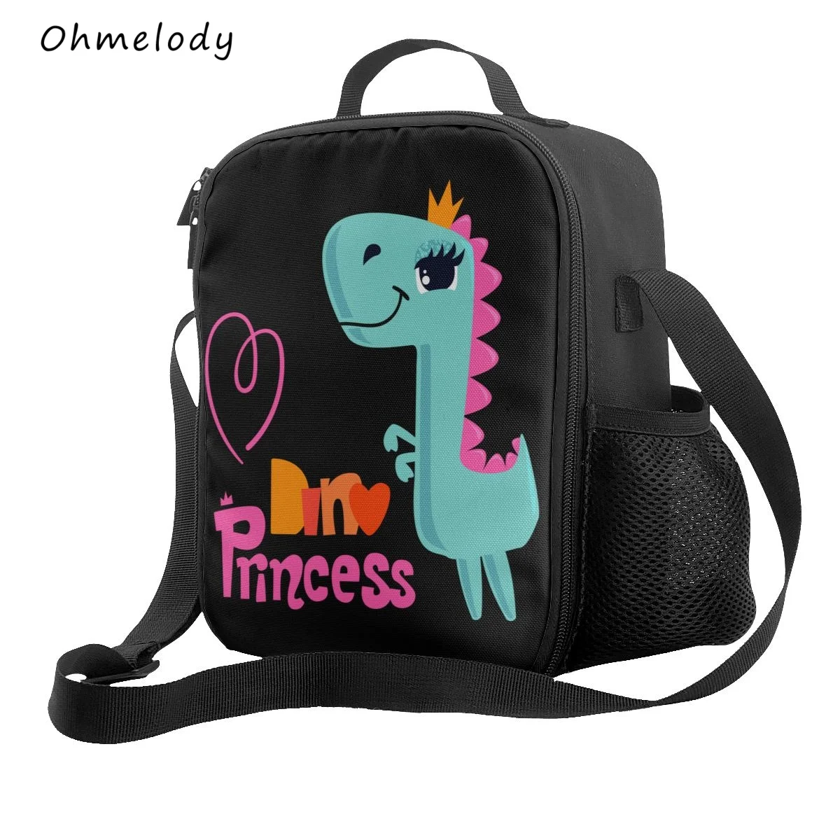 

Dino Princess Kids Insulated Lunch Bags for School Work Picnic Crossbody Bags Insulation Cooler Lunch Box for Camping