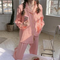 plush thick pajamas for fall and winter new long sleeved simple and loose wild fashion trend cute sweet pure color pajamas