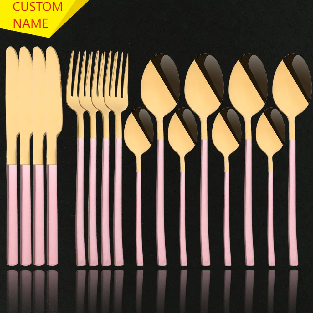 

Набор столовых приборов из нержавеющей стали с персонализированным логотипом, набор посуды, 16 шт. ножей, вилок, набор столовых приборов, набор кухонной посуды