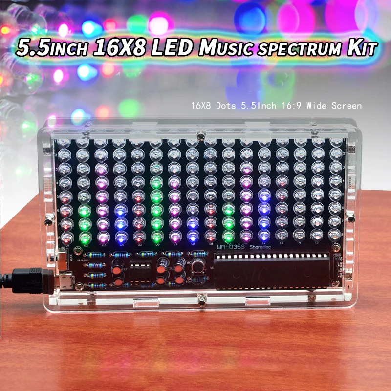 

Дисплей для музыкального спектра, 5,5 дюйма, 16x8 светодиодов
