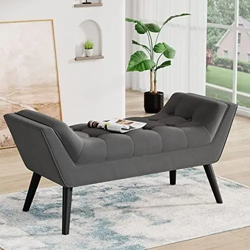 

Bench Upholstered Tufted Footstool Entryway Ottoman Bench Two Seaters (Dark Gray) Storage ottoman Reposapiés Folding step stool