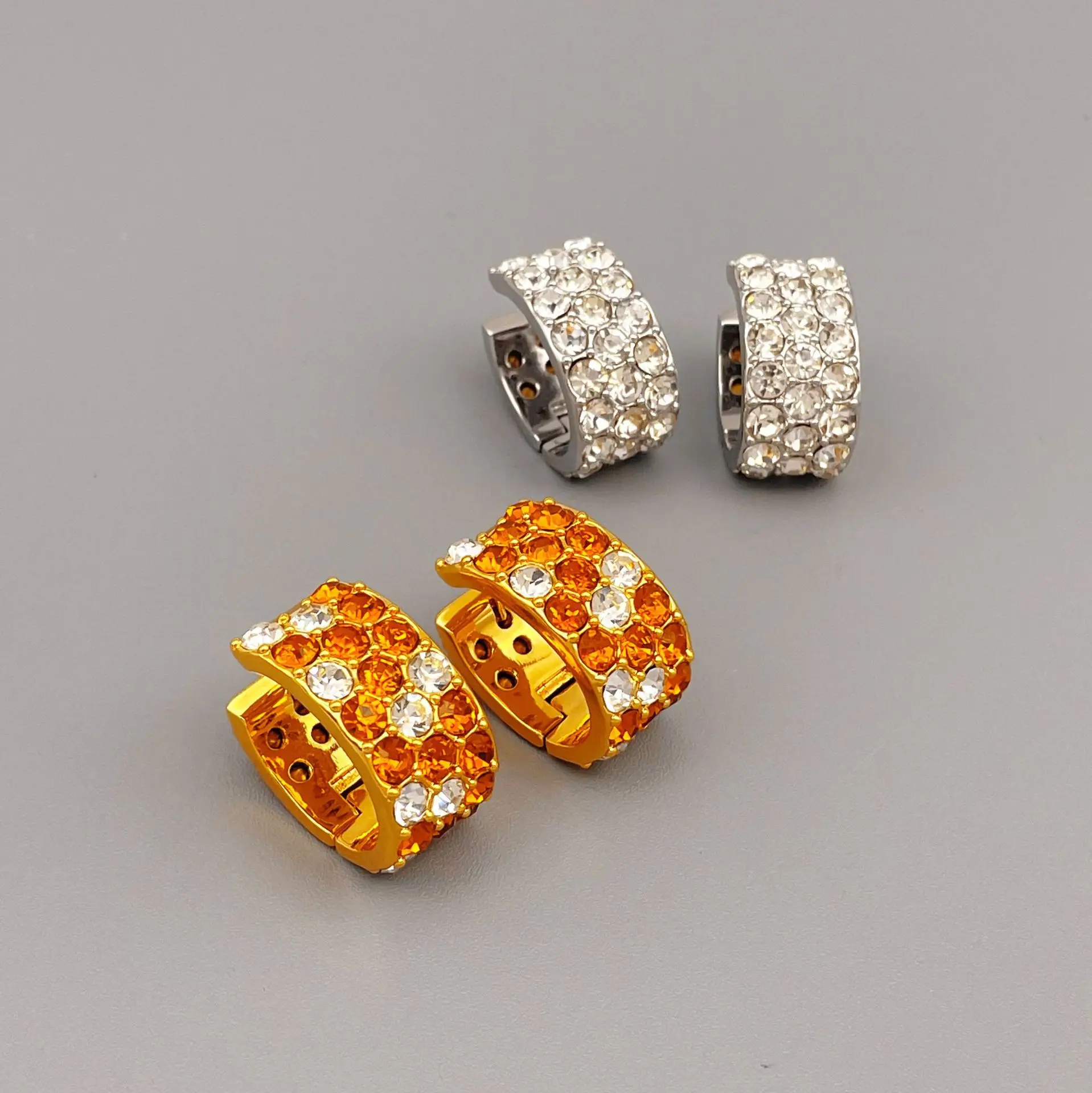 

U-shaped gold luxury earrings fashion sparkling zircon simple women classic ear buckle