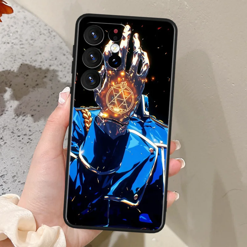 Чехол для телефона Fullmetal Alchemist Edward Elric Samsung Galaxy S25 S24 S23 S22 S21 S20 S10E Ultra Plus Lite FE Black Cover Funda
