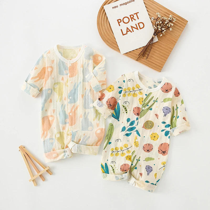 

Хлопковая одежда для маленьких девочек, мультяшный летний тонкий кондиционер для новорожденных мальчиков, милая Высококачественная комбинезон, пижама A196