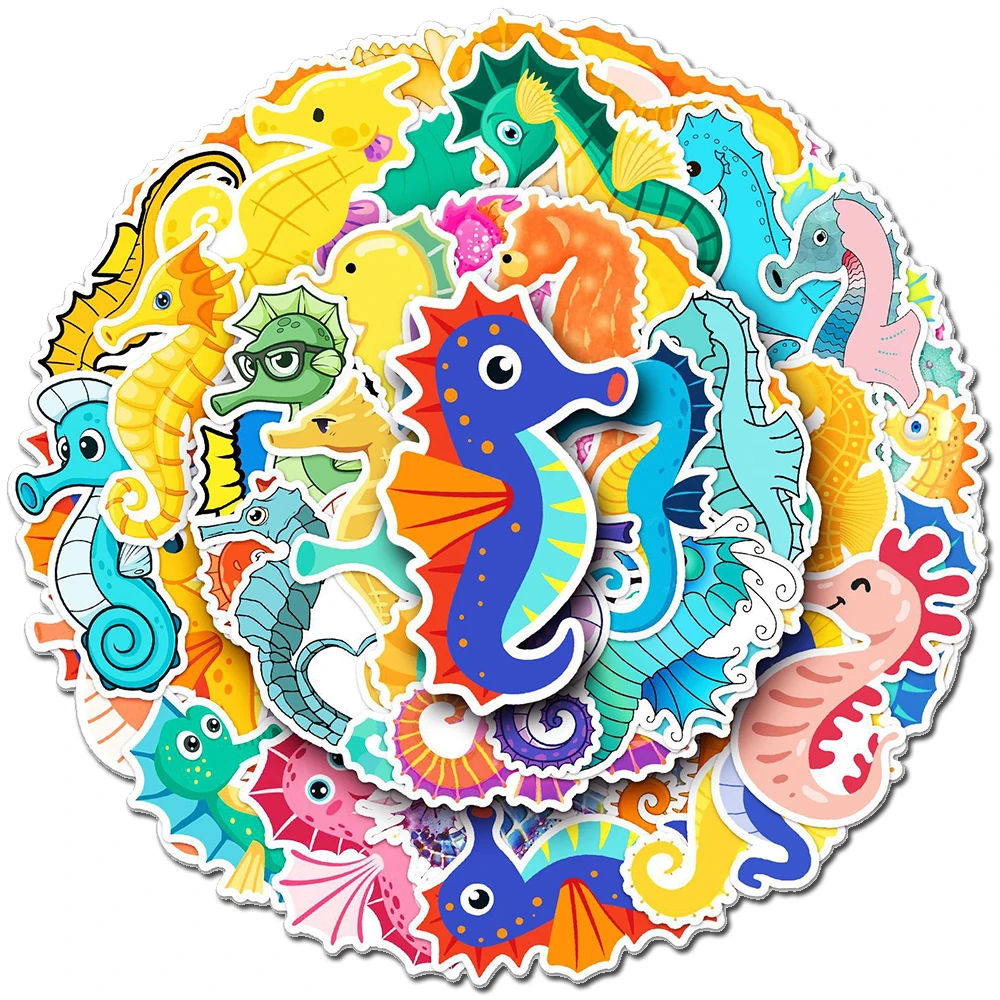 

10/30/50PCS Cute Seahorse Cartoon Stickers Kids Toy Gift DIY Phone Luggage Skateboard Laptop Waterproof Sticker Graffiti Decals