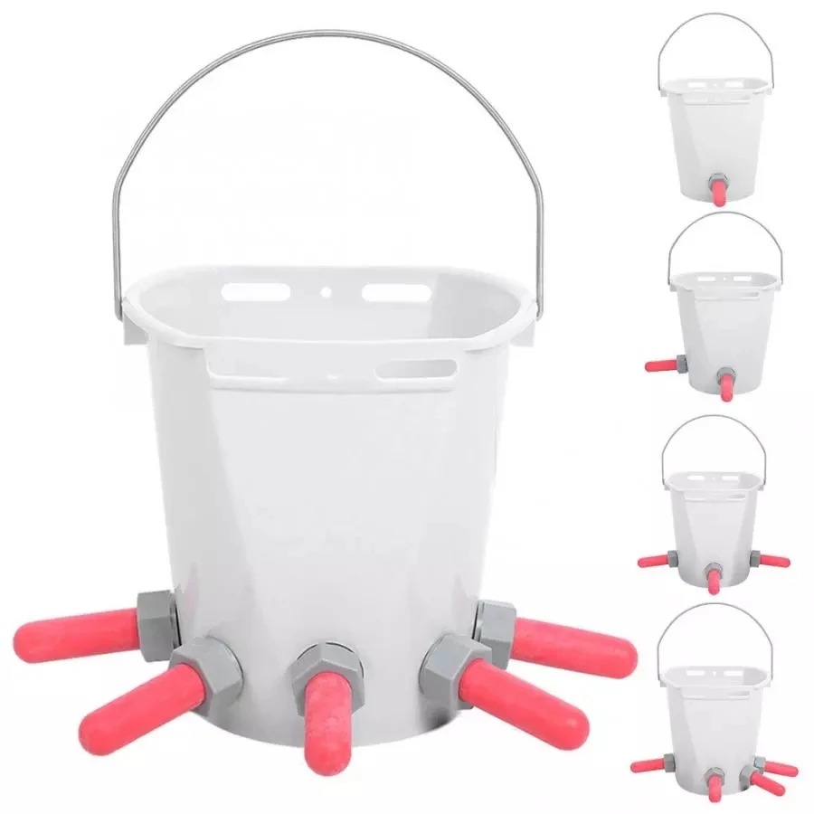 

HOT Milk Feed Bucket Plastic Multiple Nipples Lamb Calf Milk Feed Bucket For Cattle Sheep Livestock