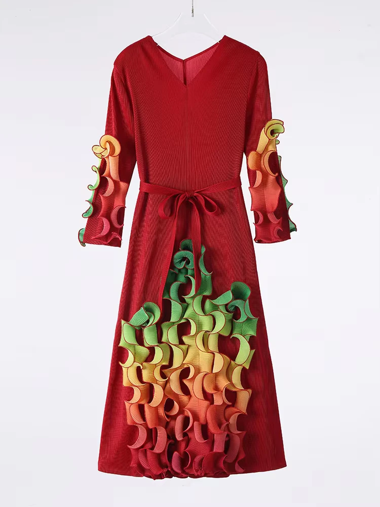 EGRM Высококачественное новое платье средней длины с градиентными оборками и