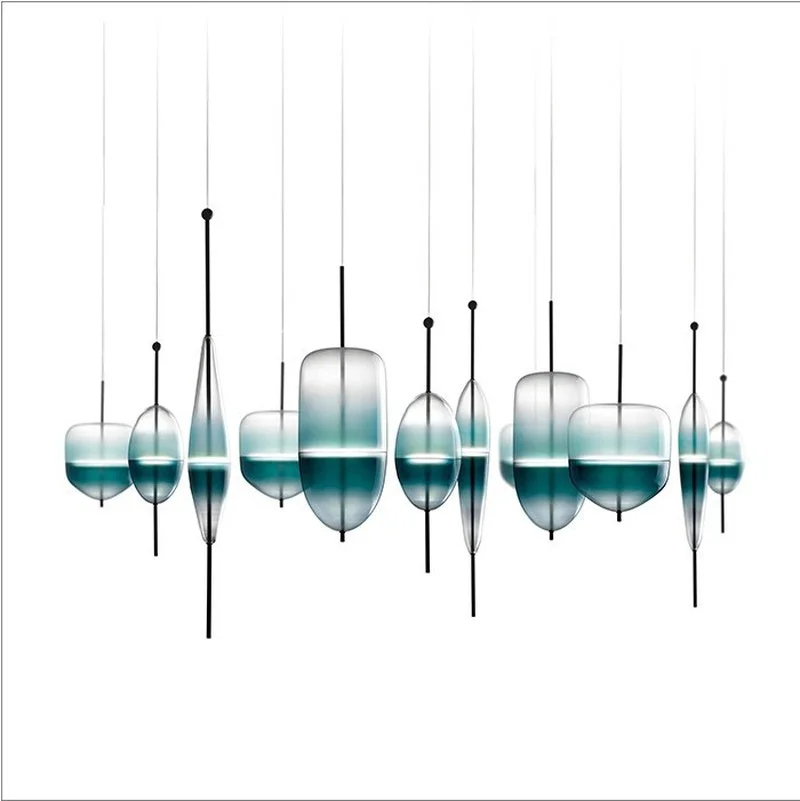 

Postmodern Designer Lamps Gradient Glass Chandelier Simple Restaurant Bar Lamp LED Decorative Ceiling Chandelier