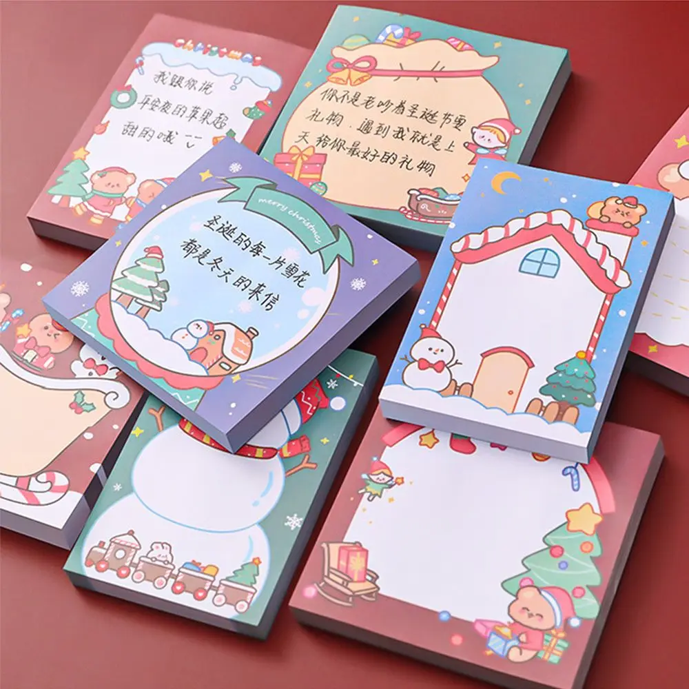 

Sheets Notepad Paper Office Supplies Claus Self-Adhesive Sticky Notes Christmas Memo Pads Writing Paper Message Notes