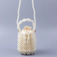 pearl bag designer brand clear acrylic crystal stone bead box totes handbag women handmade summer party small bucket purse