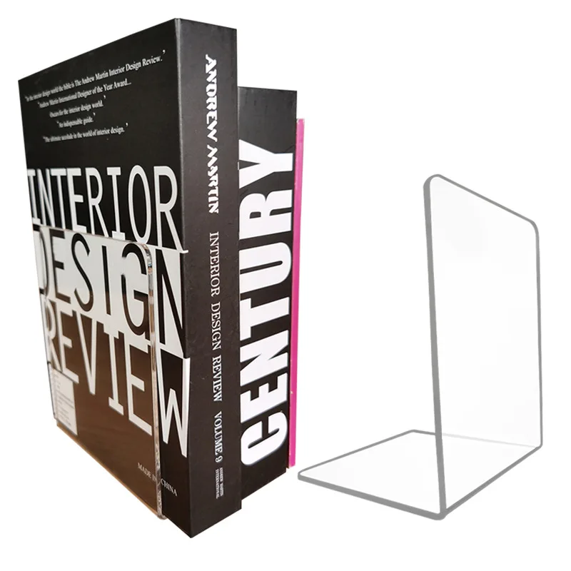 2/4pcs Clear Bookends Acrylic Book Ends For Movies CDs Record Desk Organizer Book Holder School Stationery Office Accessories