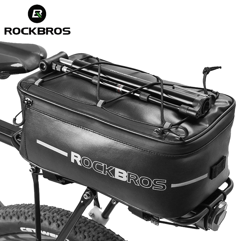 

ROCKBROS Cycling Bag PU Leather Road Bike Rear Seat Storage Box MTB Trunk Bicycle Equipment with Rain Cover Travel Luggage Rack
