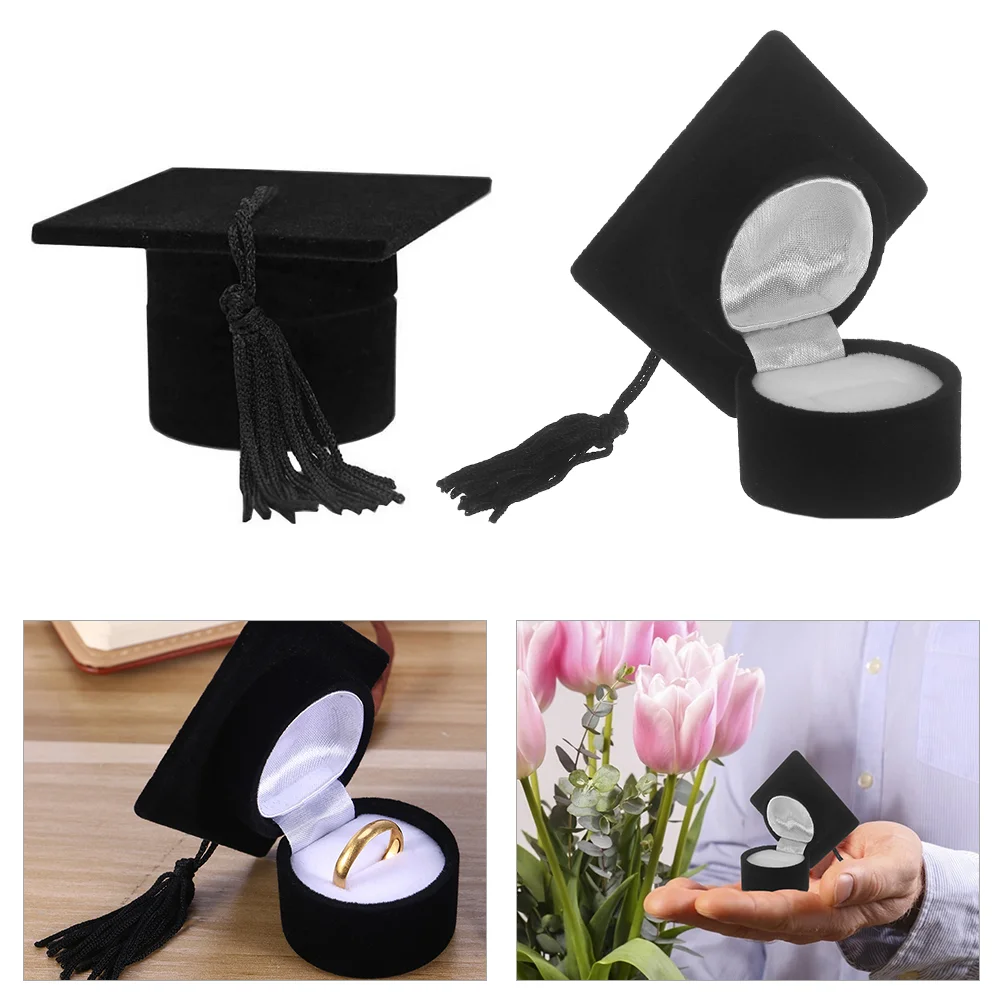 

Box Graduation Gift Ring Jewelry Storage Cap Decorations Boxes Party Hat Ideas Rings Packaging Necklacefinger Grad