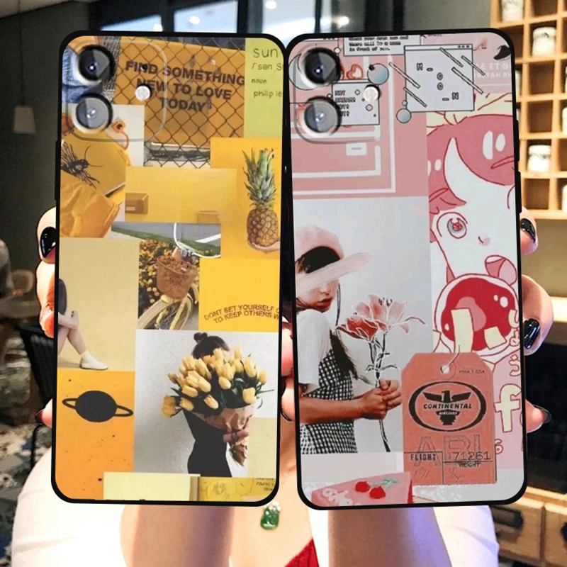 

INS Cute picture Couple Phone Case For iPhone 11 12 12 Pro Max 13 Mini X XS XR 7 8 Plus SE 2020 6S 6 Soft Silicone Fundas Cover