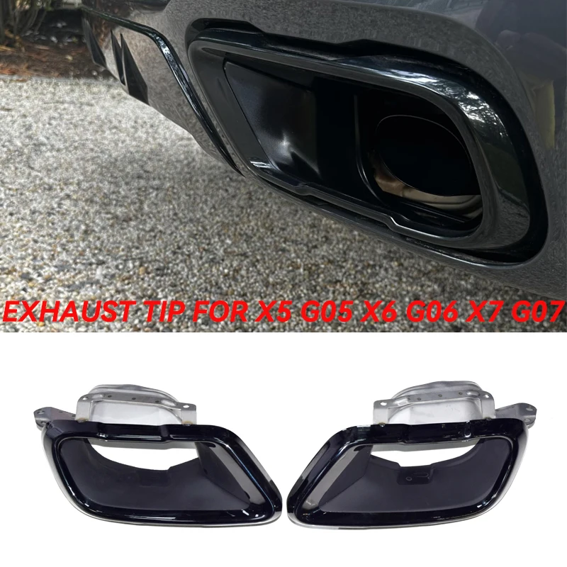 Насадки на выхлопную трубу автомобиля для BMW X5 G05 X6 G06 X7 G07 2020+ Sport черная квадратная