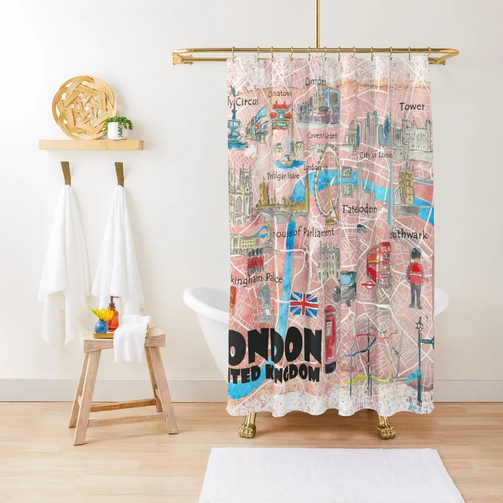 Иллюстрированная карта Лондона Великобритании с главными дорогами