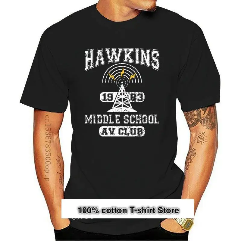 

Camiseta a la moda de Stranger of Things para hombre y mujer, camiseta divertida de Hawkins Middle School AV Club, nueva