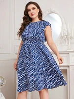 2022 casual street for summer women sexy party dresses plus size women clothing short sleeve fashion o neck polka dots dress