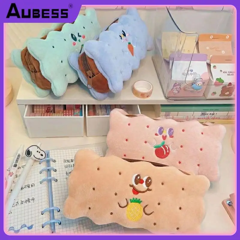 

Pen Box Cosmetics Biscuit Shape Pencil Case Zipper For Girls Stationery Box Stationery Pen Bag School Stationery Pencilcase