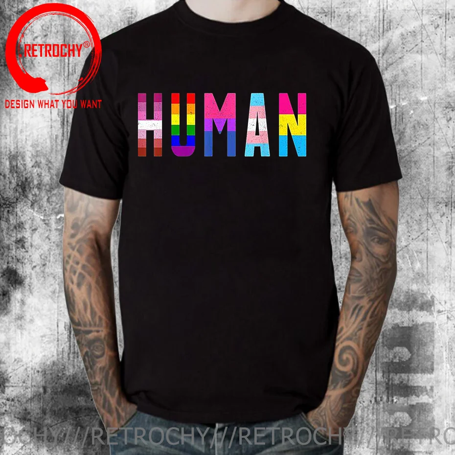 

Classic Men Tshirts Human LGBT Novelty Premium Cotton Tees Fitness Gay Pride Pansexual Asexual Bisexual T Shirts Streetwear Tops
