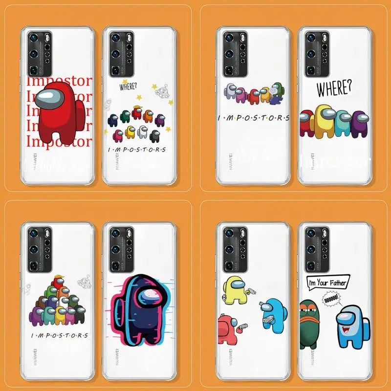 

Among-Us- Phone Case For Huawei P40 P30 P20 Pro Y5 Y6 Y7 2019 Mate 20 Lite P Smart Z Transparent Funda Shell Cover High Quality