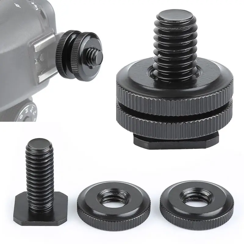 

Reinforced 1/4" Flash Hot Shoe Mount Adapter Tripod Screw Converter With Double Nuts Suitable For DSLR Camera Rig Monitor