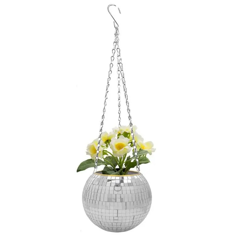 

1PC Disco Ball Planter Globe Shape Hanging Vase Flower Planter Pots Rope Hanging Wall Homw Decor Vase Container Room Decoration