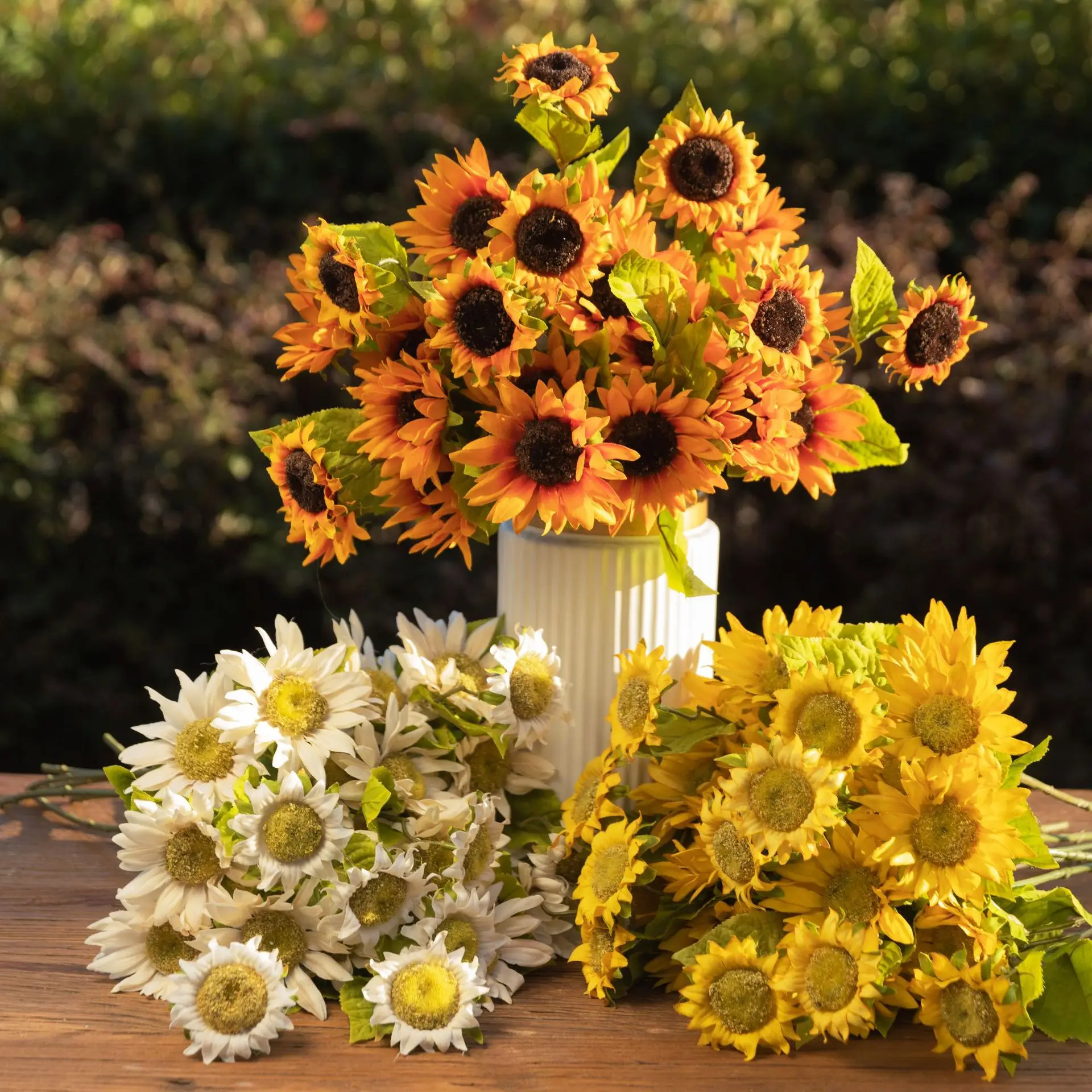 

53cm long fall silk artificial sunflowers DIY flowers branch for home wedding autumn decoration fake plastic stem sunflower