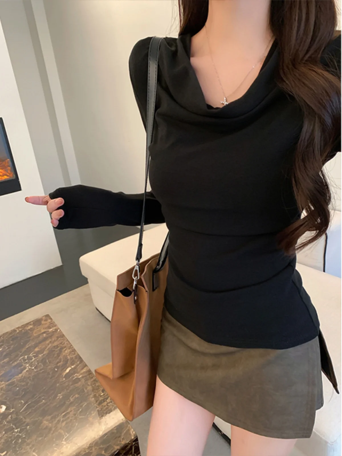 Женская футболка с откидным воротником Design Sense новинка 2024 осенняя супер красивая