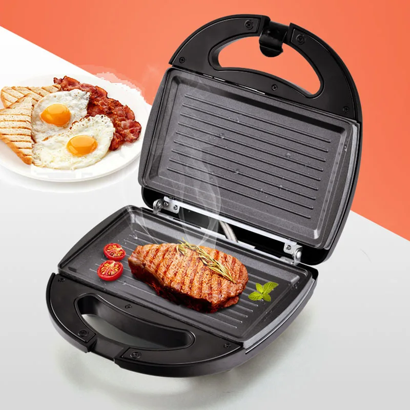 

Electric Sandwich Maker Grill Panini Non Stick Pan Waffle Toaster Cake Breakfast Machine Barbecue Steak Frying Oven 750W 220V
