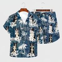 border collie hawaiian set 3d all over printed hawaii shirt beach shorts men for women funny dog sunmmer clothes