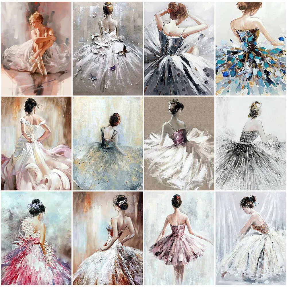 

HUACAN 5d Diamond Painting Portrait Mosaic Kit Diamond Embroidery Ballet Woman Pictures Of Rhinestones Decor For Home