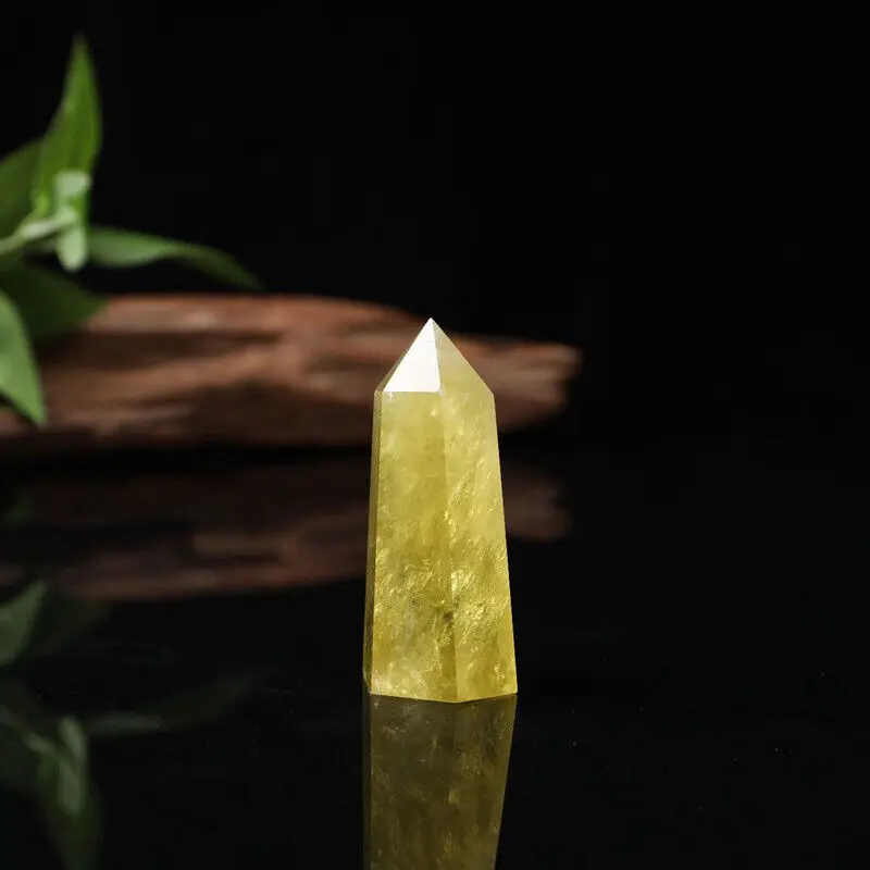 

Natural Crystal Dot Topaz Treatment Obelisk Yellow Quartz Stick Beautiful Decoration Home Decoration Energy Stone Tower, 55-70mm