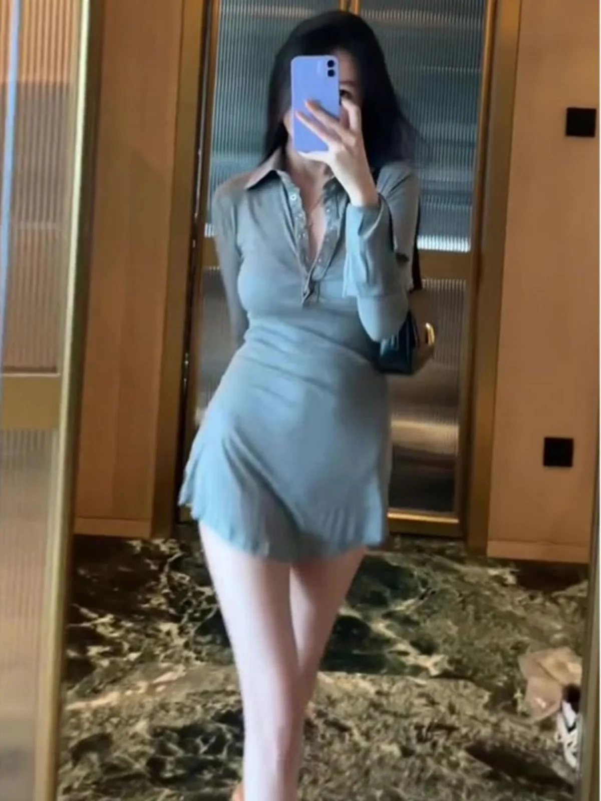 Pure Desire Sle Сексуальное платье с воротником-поло и длинными рукавами Женское