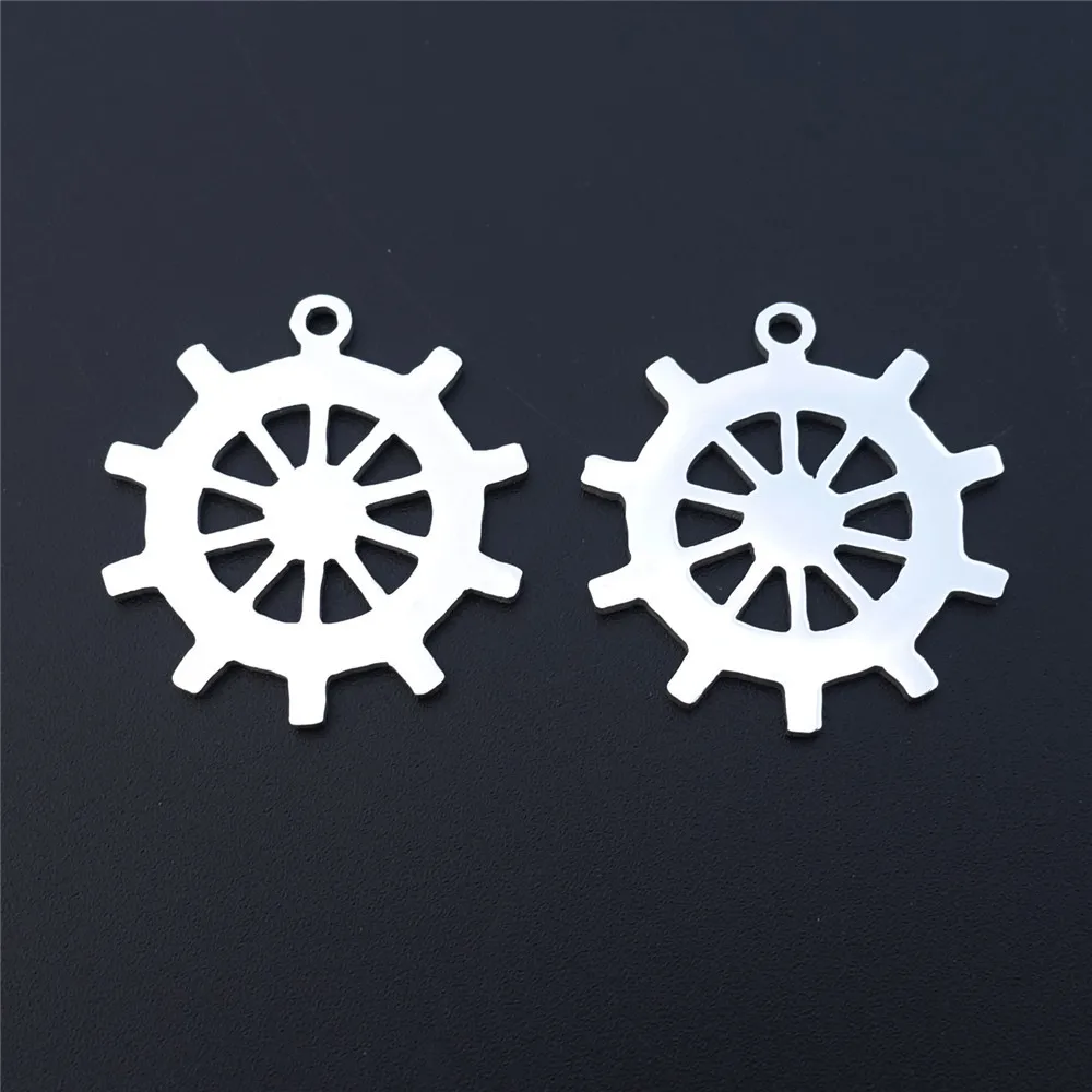 

5 Pieces Rudder Charms Stainless Steel Helm Pendant Component For Bracelet Making Diy Jewelry Accessories