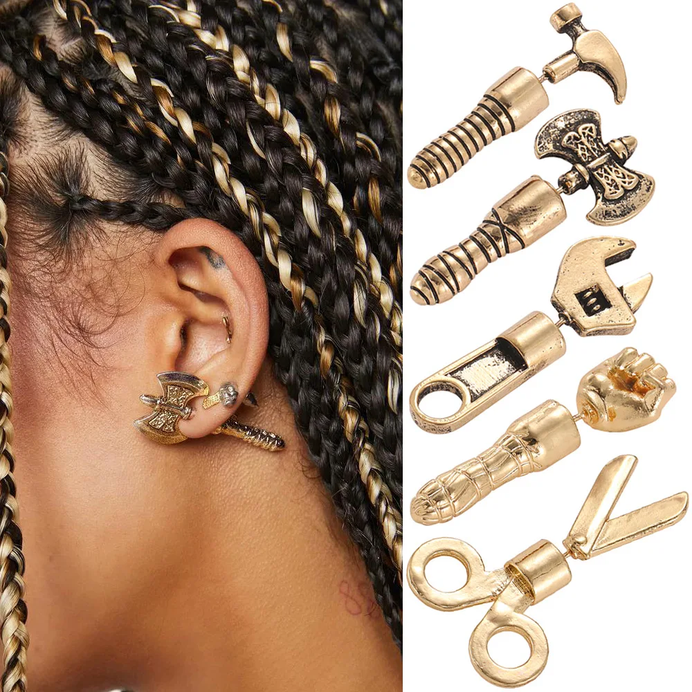 

Vintage Gothic Scissors Spanners Hammer Stud Earrings for Women Men Hip hop Trendy Personality Axe Earrings Punk Jewelry 2023