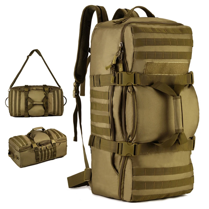 60L Multi Functional Camouflage Waterproof Backpack Military Army Hiking Camping Backpack Travel Rucksack Trekking Fishing Bag