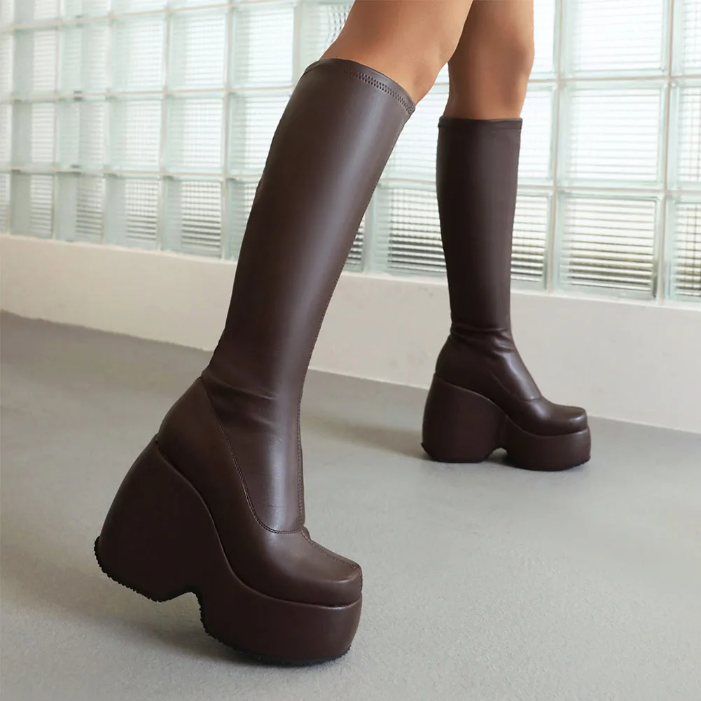 2022 New Fashion Long Boots Punk Style Cool Girl Super High Heeled Women Boots Platform Street Autumn Winter Mid Calf Boots
