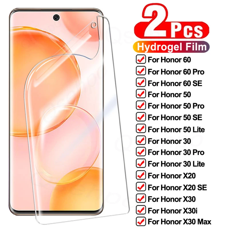 

2PCS 999D Hydrogel Film For Honor 60 50 30 Lite Pro 30S 30i Screen Protector X10 X20 SE X30 Max X30i Soft Safety Protective Film