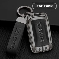 metal leather key case cover for tank 300 2021 great wall remote key protector holder shell auto accessories
