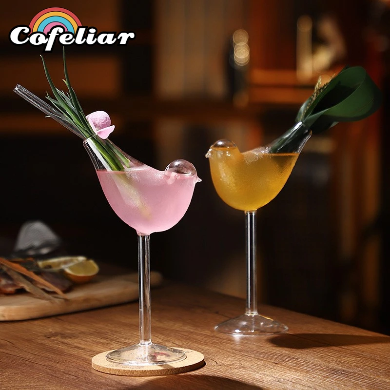 

1/2Pcs Bird Champagne Glass Creative Molecular Smoked Cocktail Goblet Glasses Party Bar Drinking Cup Wine Juice Cup 150ml