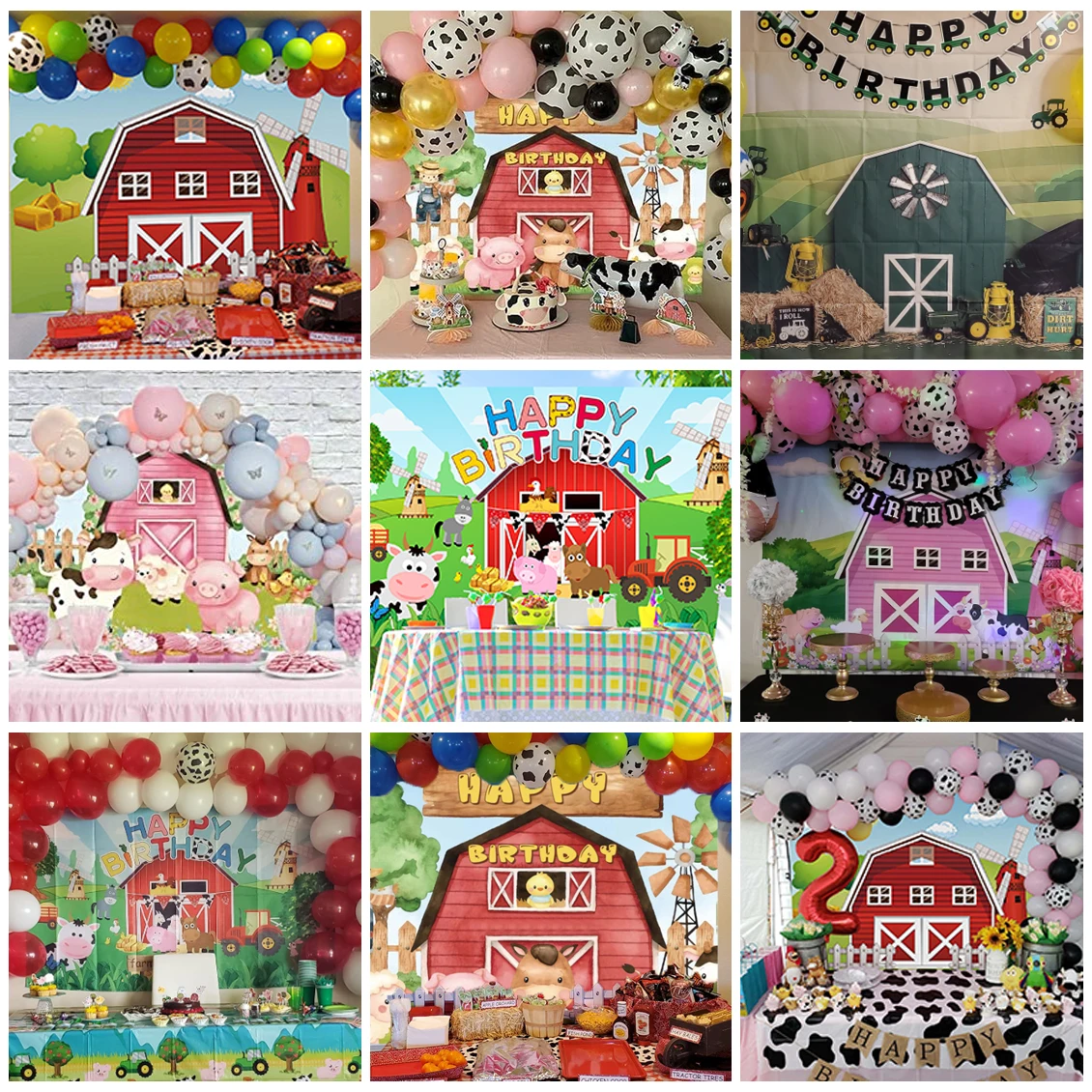 Cartoon Farm Animals Theme Photography Backdrop Children Baby Shower Birthday Party Decor Photographic Background Photo Studio images - 6