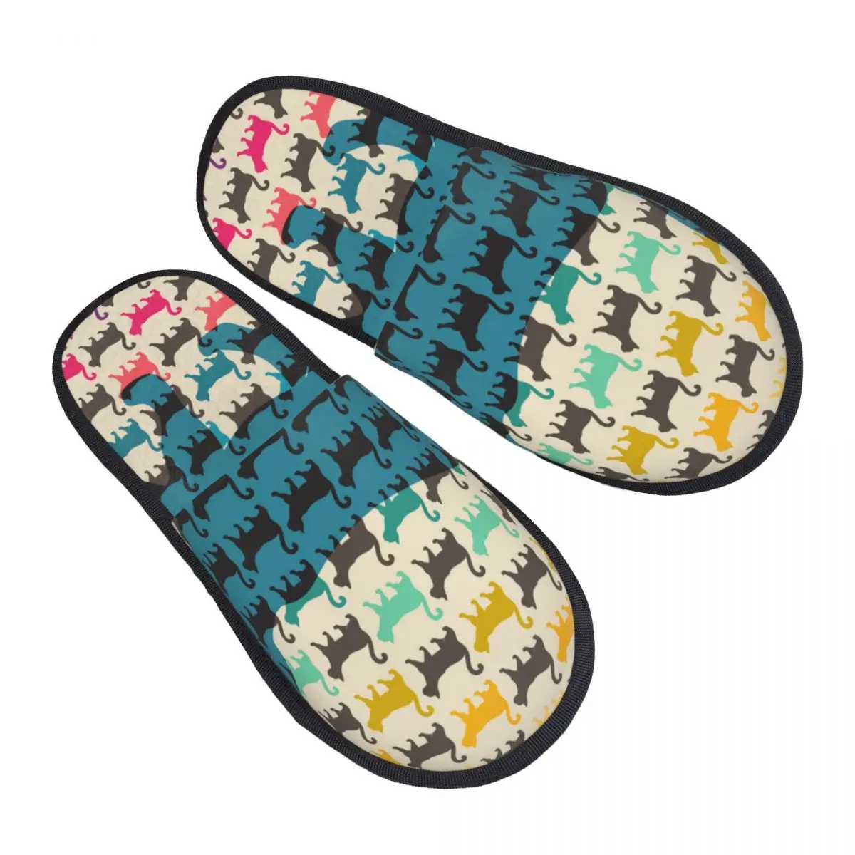 

Winter Slipper Woman Man Fashion Fluffy Warm Slippers Colorful Cats With Curved Tails House Slippers Funny Shoes