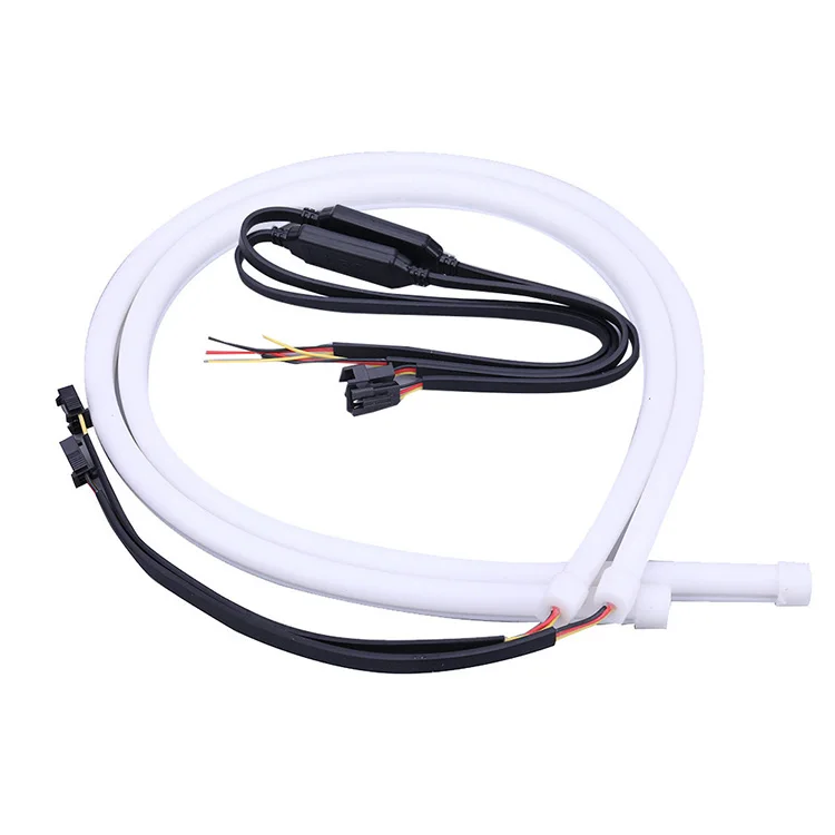 

RONAN 60 см супер яркий последовательный белый желтый светодиодный гибкий дневный ходовой DRL полоса трубка силиконовая резина переключение фар