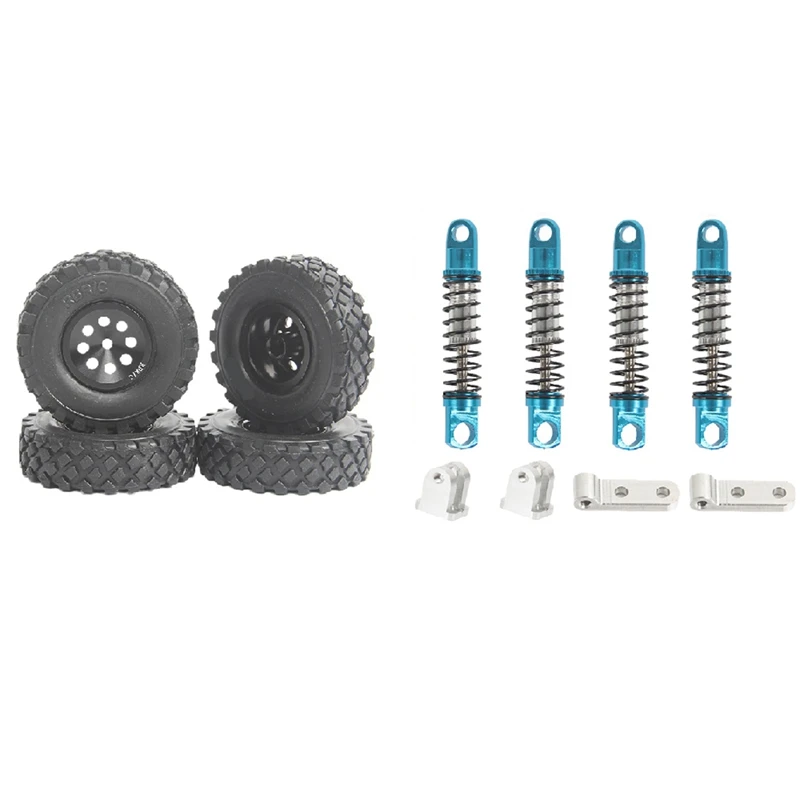 

2 комплекта автозапчастей на радиоуправлении: 1 комплект металлических колесных ободов, ступиц, резиновых шин и 1 комплект амортизаторов с ф...