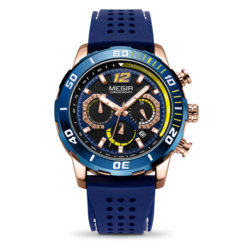 

BAOGELA 2020 New Silicone Strap Sport Watches Men Waterproof Luminous Chronograph Quartz Watch Man 2109 Brown